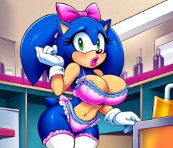 after_transformation ai_generated big_breasts bimbofication bimbofied busty genderswap_(mtf) lingerie lipstick rule_63 sonic_(series) sonic_the_hedgehog sonic_the_hedgehog_(comics) sonic_the_hedgehog_(series) sonique_the_hedgehog twintails