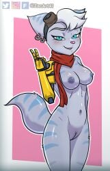 9:14 absurd_res anthro breasts coonfist female genitals hi_res nude piercing pussy ratchet_and_clank rivet_(ratchet_and_clank) robotic_arm solo sony_corporation sony_interactive_entertainment