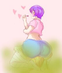 ass big_ass bubble_butt facesitting fart fart_cloud fart_fetish farting farting_on_face femboy girly huge_ass male male_fart purple_hair shimkai