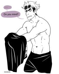 bare_midriff guzma_(pokemon) male male_focus male_only pokemon pokemon_sm undressing undressing_self