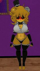 cally3d cryptiacurves embarrassed five_nights_at_freddy's golden_freddy_(fnaf) golden_fredina_(cally3d) pose type_0