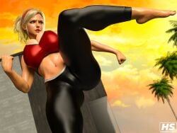 1girls 3d ass big_ass big_breasts blonde_hair breasts female female_only hagiwara_studio headband hi_res high_resolution highres lidia_sobieska namco polish polish_female ponytail prime_minister solo sports_bra sportswear tagme tekken tekken_8 thick_thighs tights