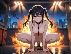 1boy 1girls ai_generated anilvl backlighting bangs barefoot between_breasts black_collar black_hair blush breasts city closed_mouth collar collarbone completely_nude cowgirl_position cowgirl_position cum cum_in_pussy cum_overflow en'en_no_shouboutai enen_no_shouboutai explosion fire fire_force indoors kotatsu_tamaki large_breasts leash long_hair looking_at_viewer lying male_pubic_hair medium_breasts nail_polish navel night nipples nude orange_eyes penis pov pubic_hair pussy pussy_juice sex sidelocks smile solo_focus spread_legs squatting squatting_cowgirl_position stomach straddling straight sweat thighs twintails uncensored vaginal_penetration viewer_holding_leash window yellow_eyes