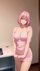 2dpocketgirls ai_generated big_breasts dance dancing momo_velia_deviluke nightgown pink_eyes pink_hair short_hair to_love-ru to_love-ru_darkness to_love-ru_darkness_2nd transparent