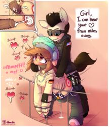 1boy 1girls ahe_gao anus armor blush bound clothed clothing cosplay crossover cum cum_in_pussy cum_in_uterus cum_inside dialogue earth_pony equine eyewear female feral footwear forced furry handcuffs heart heartbeat helmet hoodie hoodie_(artist) hooves horse iq_(rainbow_six) male mammal my_little_pony orgasm original_character pants pants_down partially_clothed penetration penis pony pulse_(rainbow_six) pussy rainbow_six rainbow_six_siege shackles shoes smoking straight sunglasses sweat sweater tom_clancy uterus vaginal_penetration