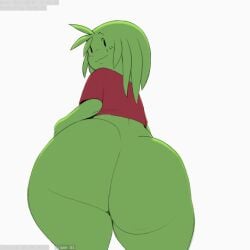 animated animated green_skin huge_ass huge_butt jay_(sqoon) jiggle jiggling_ass jiggling_butt low-angle_view male male_only puwa red_shirt shaking_ass shaking_butt shortstack solo solo_male sqoon