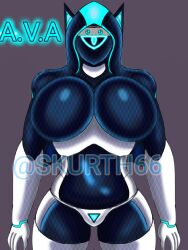 1_eye ava_(skur) big_breasts black_body cat_ears humanoid_robot oc robot_girl skurth66 thick_legs