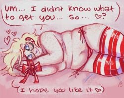 1girls bbw blonde_hair christmas chubby freckles glasses higuysimgrace lindsey_(higuysimgrace) thick_thighs thighhighs tied_up