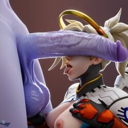 3d ai_generated big_balls big_penis cock_on_face futanari mercy overwatch overwatch_2 penis saggy_balls widowmaker