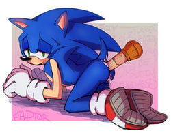 anal anal_insertion ass faptor male_only masturbation on_all_fours sonic_(series) sonic_the_hedgehog turkey_baster