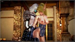 1boy 3d blonde_hair blood_elf breasts elf eshalw honey_select male nipples ponytail sex warcraft world_of_warcraft