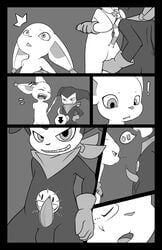 angry comic digimon female gatomon greyscale grin grope impmon male monochrome penis smile straight tapering_penis vulapa