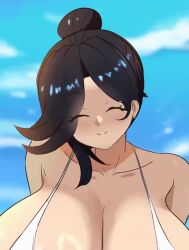 1girls animated beach bikini black_hair breasts brown_hair character_request female gigantic_breasts miruyuyo molestation original_character outdoors pout shorter_than_10_seconds solo_focus swimsuit tagme tagme_(character) twitter_link vertical_video video white_bikini