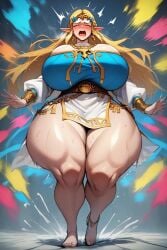 1girls ai_generated ass big_ass big_breasts breasts breasts curvy_female curvy_figure gigantic_ass gigantic_breasts hi_res huge_breasts looking_at_viewer nude nude_female pale-skinned_female princess princess_zelda queen royalty solo solo_female sweat sweating the_legend_of_zelda