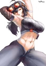 1girls abs absurd_res big_breasts black_hair breasts duffmox grace_howard light_skin light_skinned_female thick_thighs zenless_zone_zero