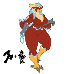 big_breasts blaziken breasts cleavage female furry huge_breasts lunarartstudios_(artist) pokemon pokemon_(species) quaquaval thick_thighs wide_hips