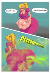 big_ass big_breasts blonde_hair fart fart_fetish nightmarexbx original_character pink_dress stomach_grab stomach_growling stomach_gurgle