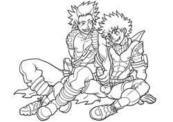 2boys abs boner eijirou_kirishima erection foreskin gay grin handjob izuku_midoriya jacking_each_other_off male male/male male_only monochrome multiple_boys muscles muscular muscular_male my_hero_academia penis penis_grab schizoid shoes sitting sketch smile toned toned_male uncircumcised yaoi