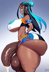 ai_generated big_ass big_balls big_breasts big_penis cum cum_drip futanari gvukub huge_ass huge_balls huge_breasts huge_cock hyper_genitalia nessa_(pokemon) nintendo pokemon thick_penis thick_thighs underboob