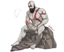 athletic athletic_male bald bara beard completely_naked completely_naked_male completely_nude completely_nude_male cum cumming daddy dilf gay god_of_war kratos male_focus male_only mature_male muscle muscular muscular_male naked naked_male nude nude_male red_markings sitting smukt solo_male veiny_penis white_skin