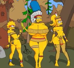 20th_century_studios accurate_art_style bart_simpson breasts_bigger_than_head femboy lisa_simpson marge_simpson milf mluv thanksgiving the_simpsons yellow_body yellow_skin