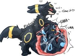 bodily_fluids digestion drooling eeveelution feral generation_2_pokemon hi_res male male/male nintendo oral_vore plateous pokemon pokemon_(species) saliva sketch umbreon vore vore_belly