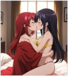 2females 2girls ai_generated akeno_himejima girl_on_girl high_school_dxd lesbian_couple lesbian_kiss lesbian_sex love rias_gremory yuri