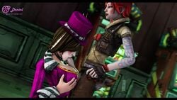 3d animated big_breasts borderlands borderlands_2 breasts cleavage dentol dickgirl erection fellatio female futa_on_female futanari intersex large_breasts lilith_(borderlands) mad_moxxi no_sound oral paizuri penis siren_(borderlands) source_filmmaker video