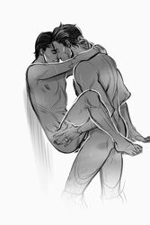 2boys against_wall anal gay joseph_oda lifting male_focus multiple_boys nude sebastian_castellanos sex the_evil_within thrusting yaoi