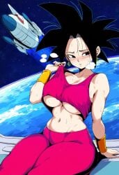 1girls ai_generated base_form_kefla black_hair bubble_ass bubble_butt curvy curvy_body curvy_female curvy_figure curvy_hips curvy_thighs dat_ass dragon_ball dragon_ball_super female female_only fusion kefla spiked_hair sudospritez tagme