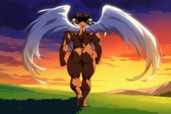 ai_generated ass back chun-li completely_naked completely_naked_female completely_nude completely_nude_female dark_brown_hair double_bun goddess huge_ass milf muscle muscles muscular muscular_ass muscular_back muscular_female muscular_legs muscular_thighs naked naked_female nude nude_female porn_star street_fighter sunset walking wings wings_on_back