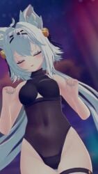 3d belly belly_button cameltoe cleavage_cutout closed_eyes closed_eyes dancing filian filian_(vtuber) filiannevr medium_breasts no_sound one-piece_swimsuit see-through see-through_swimsuit shaking_hips tagme video virtual_youtuber vrchat vtuber white_hair