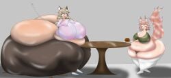 2girls burger catgirl fat fat_ass hyper hyper_ass kitty_bomb_(temp17v) self_sitting temp17v