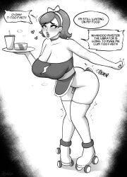 1futa abarus apron big_lips bimbo bimbo_body black_and_white bow_in_hair brain_drain chastity_cage cumming_in_chastity cumming_while_penetrated curvy_figure dc dc_comics earrings english_text eye_shadow eyes_rolling_back fast_food_(food) fast_food_employee femboy_with_breasts feminization hearts_around_head hourglass_figure huge_breasts light-skinned_futanari male_to_futa micropenis no_color pleasure_face post_transformation roller_skates rule_63 shemale sissification slutty_outfit small_penis superhero the_flash thighhighs vibrator_in_ass waitress waitress_uniform whored_out