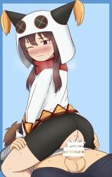 1boy 1boy1girl 1girls blush boyfriend-girlfriend brown_hair canon_couple chuunibyou coat couple cum cum_in_pussy cum_inside flat_chest kono_subarashii_sekai_ni_shukufuku_wo! leud megumin red_eyes satou_kazuma scarf sex white_clothing winter_clothes