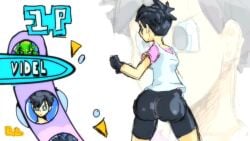 animated bottom_heavy bubble_butt clapping_cheeks dragon_ball_z dumptruck_ass fingerless_gloves randomart short_hair shorts sound tagme tomboy twerking videl video