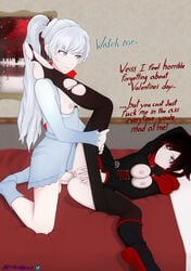 1futa 1girls anal ass black_hair black_hair_bottom blue_eyes dominated domination feet female futa_on_female futadom futadom_caption futanari intersex light_hair_on_dark_hair necromalock pussy red_hair rough ruby_rose rwby silver_eyes spreading tagme weiss_schnee wet white_hair white_hair_on_black_hair white_hair_top