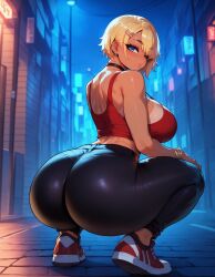 1girls agatha_(xandr) ai_generated artstyle_imitation ass big_ass big_breasts black_pants blonde_female blonde_hair blue_eyes bob_cut choker earrings emotionless eyelashes eyeshadow gyaru hair_covering_eye hair_over_one_eye huge_ass huge_breasts makeup prostitute prostitution red_tank_top seductive short_hair slut tank_top tanned tanned_female tanned_skin thiccwithaq_(ai_style) thick thick_ass thick_legs thick_lips thick_thighs tight_pants voluptuous voluptuous_female whore xandr young younger_female