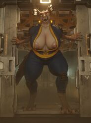 1female 1girls 3d 3d_(artwork) 3d_model 3d_render anthro anthro_only artwork_(digital) bethesda_softworks big_ass big_belly big_breasts big_butt blender blender_(artwork) blender_(software) blender_cycles clothed clothing deathclaw domination fallout fallout_(series) fallout_3 fallout_4 fallout_76 fallout_new_vegas female female_deathclaw female_focus female_only forella furry furry_ass furry_breasts furry_ears furry_female furry_only furry_tail high_resolution highres horn horns inko_blue mommyclaw_(vulgarvictor) monster monster_girl nipples nipples_visible_through_clothing nude nude_female smile smiling smiling_at_viewer smirk space thick thick_ass thick_hips thick_legs thick_thighs thigh_highs thighhighs thighs vulgarvictor