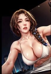 1girls ai_generated aunt big_breasts black_hair boarding_diary breasts manhwa mi-kyung_cho milf solo