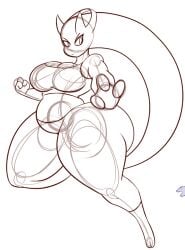 big_ass big_breasts breasts bubble_butt cleavage dewwydarts dewwydartz huge_ass huge_breasts mega_mewtwo_y mewtwo naomi_(dewwydartz) pokemon pokemon_(species) thick_thighs wide_hips