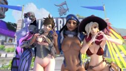 3d alternate_costume ana_amari beret blender blizzard_entertainment blizzard_world_(map) captain_amari dark-skinned_female dark_skin female female_only halloween halloween_terror_series lunar_new_year lunar_new_year_series mercy mrbonessfm overwatch pussy rose_tracer tracer widowmaker witch_hat witch_mercy year_of_the_rooster