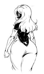 alien alien_girl alien_humanoid back_view black_and_white cartoon_network dress duck_dodgers female female_focus female_only looney_tunes queen_tyr'ahnee redandblacktac warner_bros warner_brothers