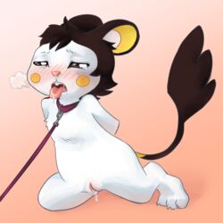 blush collar deijii emolga female feral fur leash mammal nintendo open_mouth pokémon_(species) pokemon pokemon_(species) pussy pussy_juice rodent solo tongue tongue_out video_games