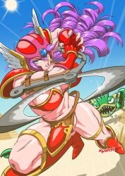 1girls 2d artist_name athletic_female bikini_armor digital_drawing_(artwork) dragon_quest dragon_quest_iii fantasy female kiyopy56 soldier_(dq3) tagme weapon