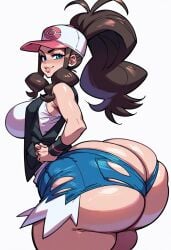 ai_generated ass_cleavage big_ass big_breasts bursting_butt gvukub hilda_(pokemon) huge_ass hyper_ass nintendo pokemon