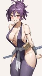 1girls adult adult_female anteiru areola_bulge arm_behind_back armband arms_behind_back bare_arms bare_breasts bare_chest bare_hips bare_shoulders bare_skin bare_thighs belly belly_button black_armband blush blush_face blush_lines blushed_face blushing_at_viewer blushing_face blushing_female breasts busty busty_female busty_girl cleavage collarbone curvy curvy_body curvy_female curvy_figure curvy_hips dot_nose exposed exposed_arms exposed_breasts exposed_midriff exposed_shoulders exposed_thighs exposed_tits fair_skin female female_focus female_only fingers grin hair_between_eyes hand_behind_back hand_on_arm hand_on_own_arm hands_behind_back high_resolution highres hourglass_figure japanese_clothes japanese_clothing jigokuraku kunoichi large_breasts lean_body lean_figure legs legs_closed legs_together light-skined_female light-skinned light-skinned_female light_skin light_skin_female light_skinned light_skinned_female looking_at_viewer mature mature_female narrow_waist navel nipple_bulge outfit pale pale-skinned_female pale_skin pale_skinned_female parted_lips ponytail purple_eyebrows purple_hair purple_hair_female purple_outfit purple_topwear red_eyes red_eyes_female short_hair short_ponytail shoulders sideboob sidelocks simple_background slender_body slender_waist slim_girl slim_waist smile smiley_face smiling smiling_at_viewer smirk smooth_skin solo standing sword thick_thighs thighs thin_waist topwear upper_body v-line weapon white_background wide_hips yuzuriha_(jigokuraku)