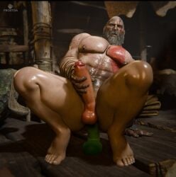 1boy 3d anal anal_insertion athletic athletic_male bald bara beard boner completely_naked completely_naked_male completely_nude completely_nude_male daddy dildo dildo_in_ass dilf erect_penis erection frogtoa gay god_of_war jerkingoff kratos male_focus male_only masturbation mature_male muscle muscular muscular_male naked naked_male nude nude_male red_markings riding_dildo solo solo_male white_skin