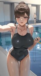 1girls adult adult_female anteiru anteiru3939 armpit armpit_crease armpit_peek armpits bare_armpits bare_arms bare_hips bare_legs bare_shoulders bare_skin bare_thighs belly belly_button big_breasts bikini black_bikini black_one-piece_swimsuit black_swimsuit black_swimwear blunt_bangs blurred_background blurry_background breasts brown_eyebrows brown_eyes brown_eyes_female brown_hair brown_hair_female busty busty_female busty_girl cleavage collarbone dot_nose dripping_wet elbows exposed exposed_armpits exposed_arms exposed_legs exposed_shoulders exposed_thighs extended_arm eyebrows_visible_through_hair fair_skin female female_focus female_human fingers fit_female fujisaki_honami groin hairless_armpits high_resolution highres hourglass_figure human indoor indoors large_breasts lean_body lean_figure leaning_forward legs legs_closed legs_together light-skined_female light-skinned light-skinned_female light_skin light_skin_female light_skinned light_skinned_female long_hair looking_at_viewer mature mature_female narrow_waist navel one-piece_swimsuit open_mouth open_mouth_smile original original_art original_artwork original_character paid_reward_available parted_lips ponytail pool poolside shaved_armpits shiny_breasts shiny_hair shiny_legs shiny_skin shiny_thighs short_ponytail shoulders sidelocks slender_body slender_waist slim_girl slim_waist smile smiley_face smiling smiling_at_viewer smooth_armpits smooth_skin standing stopwatch straight_arm swimsuit swimwear teacher thick_thighs thigh_gap thighs thin_waist tongue upper_body upper_teeth v-line water wavy_hair wet_bikini wet_legs wet_skin wet_thighs wide_hips