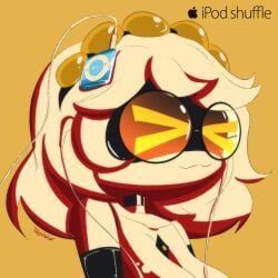 >w< glasses headset murder_drones topless_female toyslasher v_(murder_drones)